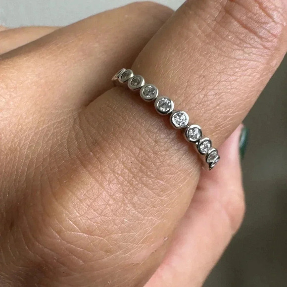 Pandora| Sterling Silver Soft Round Cut Stackable Ring - Picture 9 of 10